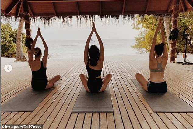 Yoga: The women exercised and relaxed on their break 