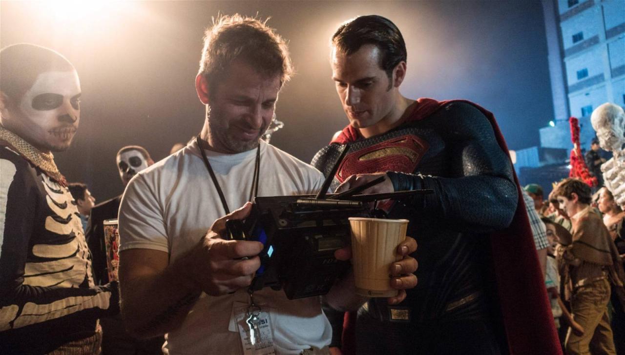 Zack Snyder on the set with Henry Cavill