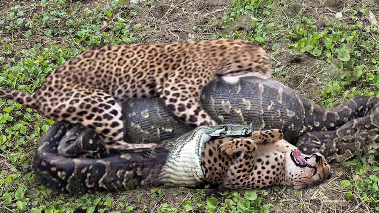 Python Too Aggressive, Leopard Cub Can't Escape of Giant Anaconda, Python  vs Lion, Crocodile, Serval - YouTube